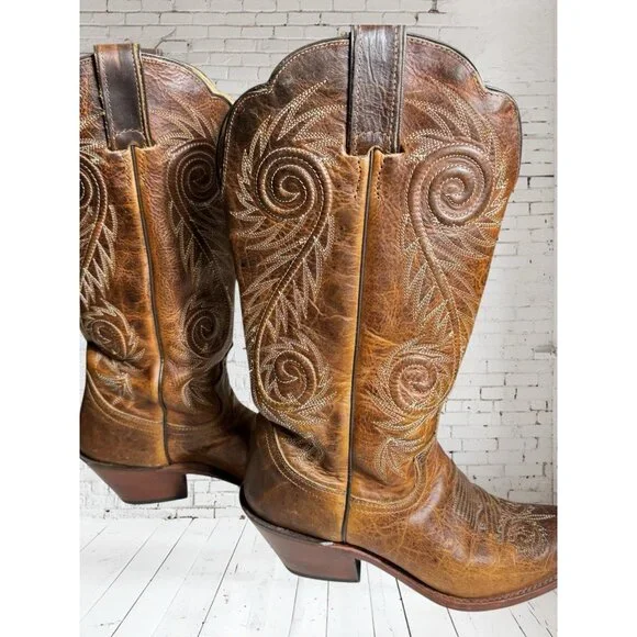 Justin L4332 Women's size 7 B Western Cowgirl Damiana Leather Snipped Toe Boots - Picture 6 of 16